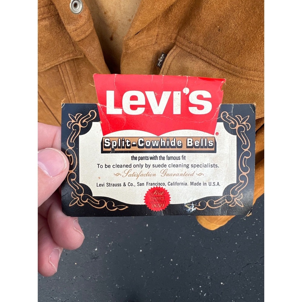 Levis Trucker Jacket Mens Tan Split-Cowhide Suede Vintage 70s Made in‎ USA - Picture 7 of 14